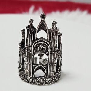 Gothic Castle Adjustable Ring Gunmetal Black Dark Fantasy Statement Medieval